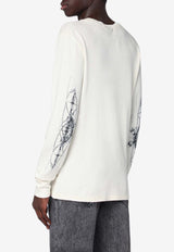 Basketcase Gallery War Printed Crewneck Sweater White WARCO/Q_BASKG-BO
