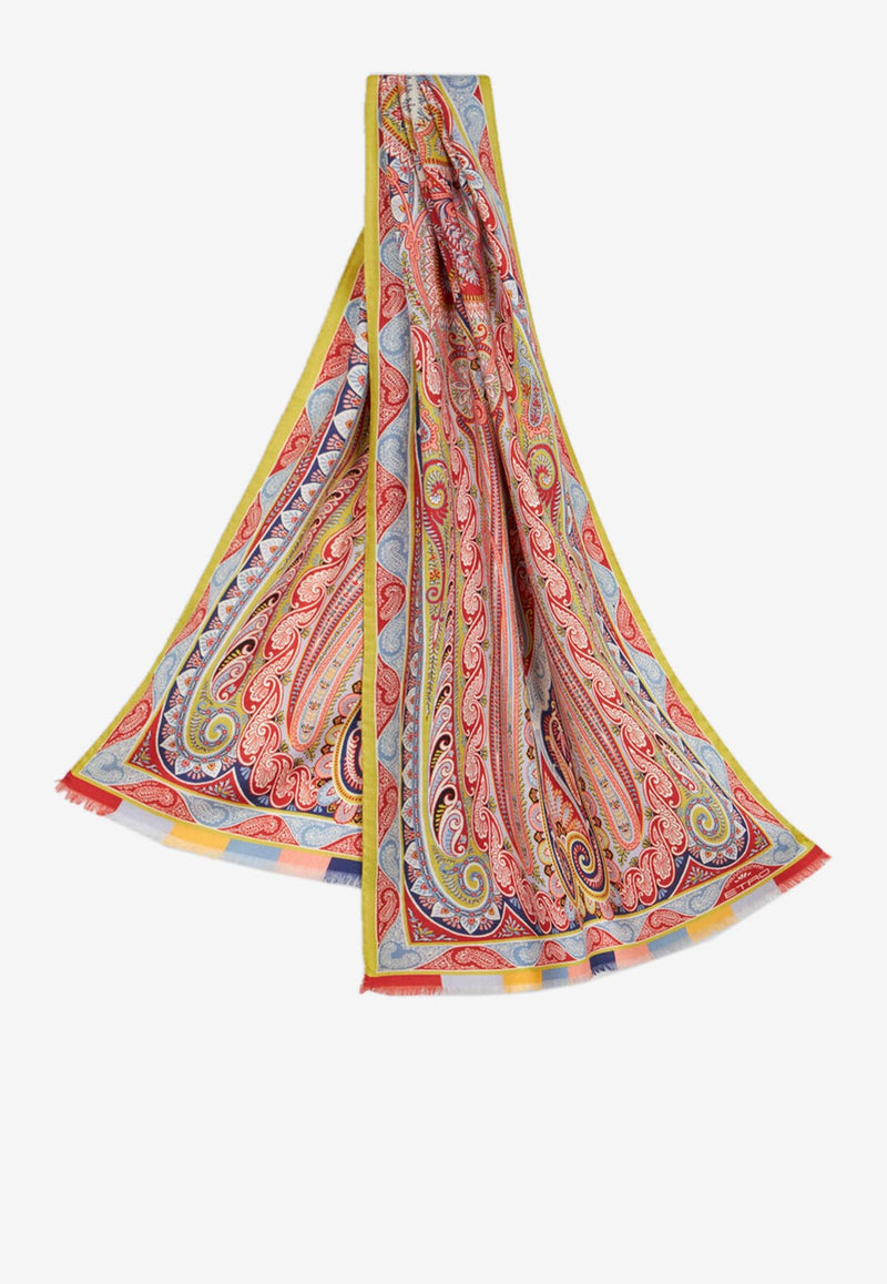 Etro Printed Wool-Blend Scarf Red WATA0005-AV639 S9001