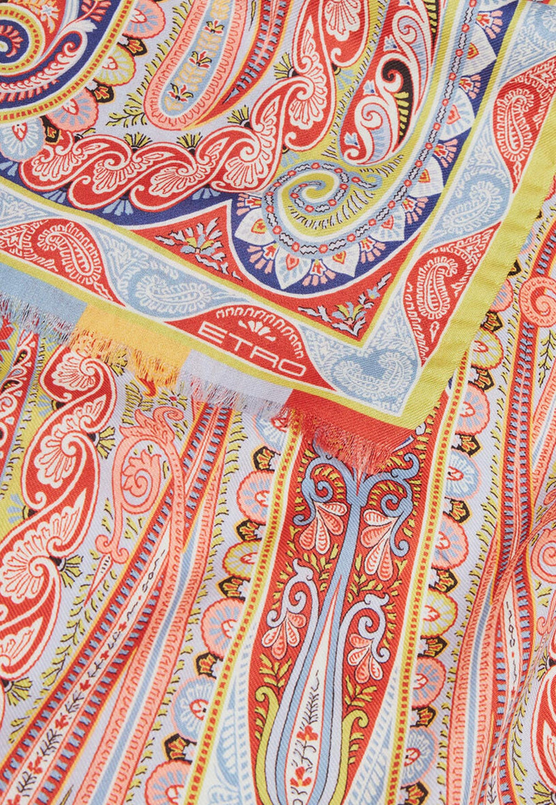 Etro Printed Wool-Blend Scarf Red WATA0005-AV639 S9001