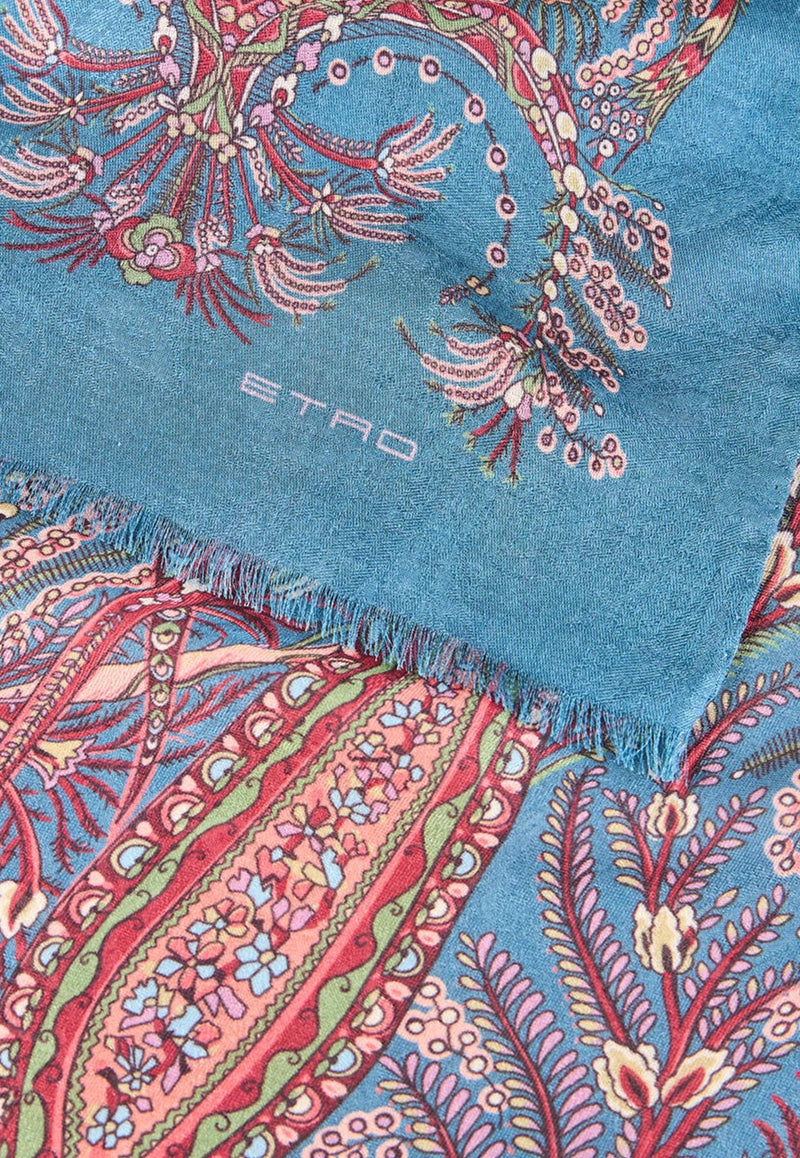 Etro Floral Paisley Print Rectangular Scarf Blue WATA0009-AV764 X0883