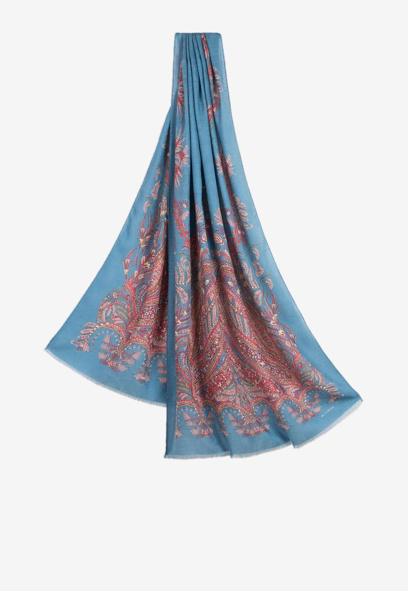 Etro Floral Paisley Print Rectangular Scarf Blue WATA0009-AV764 X0883