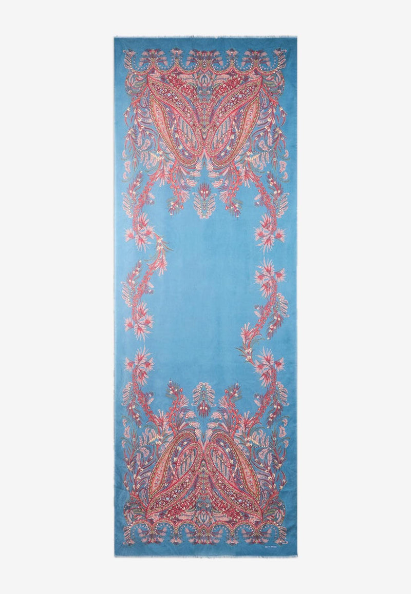 Etro Floral Paisley Print Rectangular Scarf Blue WATA0009-AV764 X0883