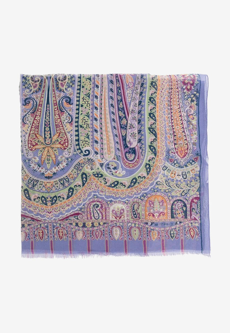 Etro Paisley Print Silk Scarf Purple WATA0010-AS288 S9000