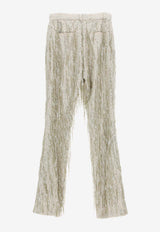 Amiri Sequined Flared Pants Silver WAW089_000_271