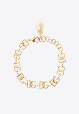 Dolce & Gabbana DG Logo Chain Pearl Bracelet Gold WBP6L3 W1111 ZOO00