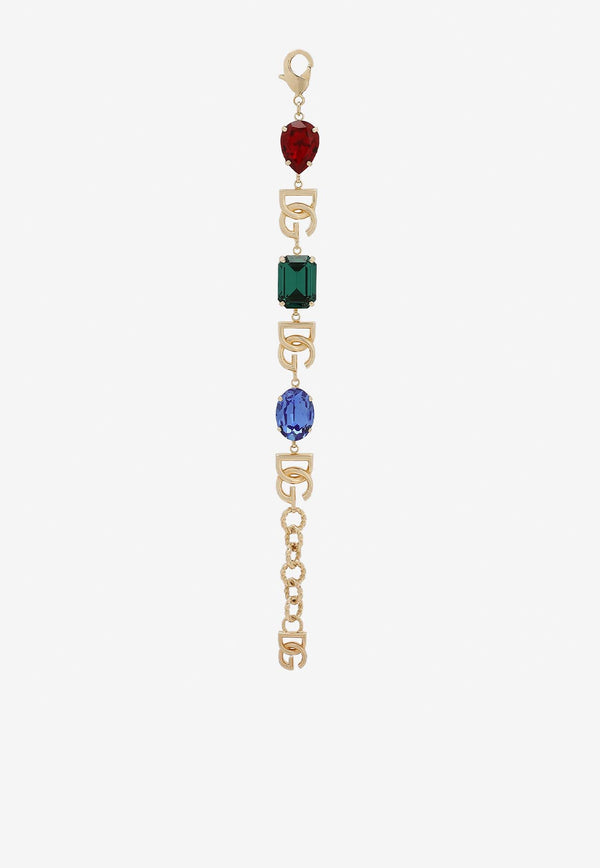 Dolce & Gabbana DG Logo and Rhinestones Embellished Bracelet WBP6S2 W1111 87579 Gold