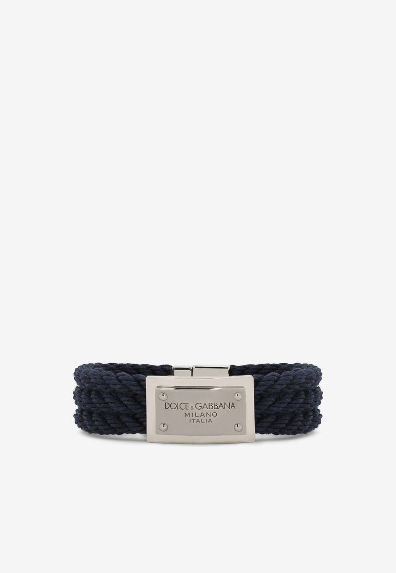 Dolce & Gabbana Marina Logo Plaque Cord Bracelet Blue WBQ1M5 W1111 B0065