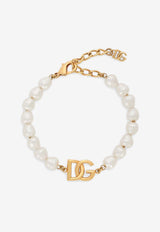 Dolce & Gabbana DG Logo Pearl Bracelet WBQ6M1 W1111 ZOO00 White