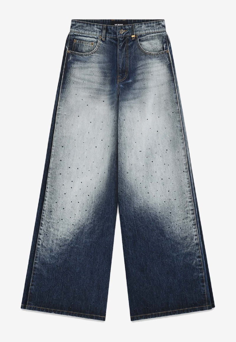 WE11-DONE Rhinestone Embellished Wide-Leg Jeans Navy WD-DP3-25-360-W-NV_NAVY