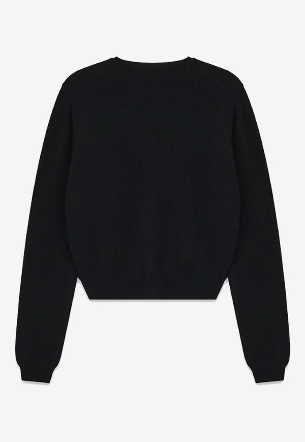 WE11-DONE Layered V-neck Cropped Cardigan Black WD-KC2-25-607-W-BK_BLACK