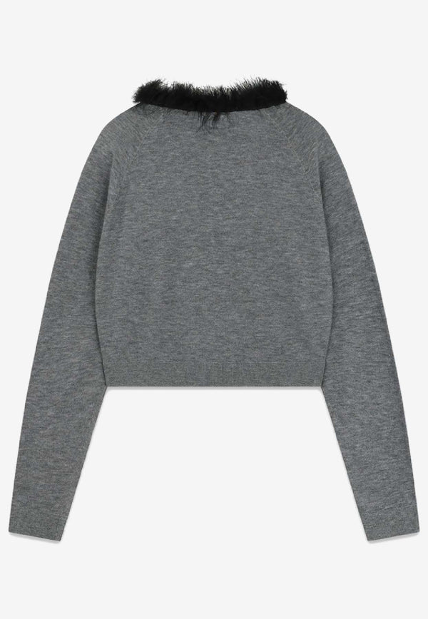 WE11-DONE Feathered Wool Cardigan Gray WD-KC3-25-602-W-GY_GREY