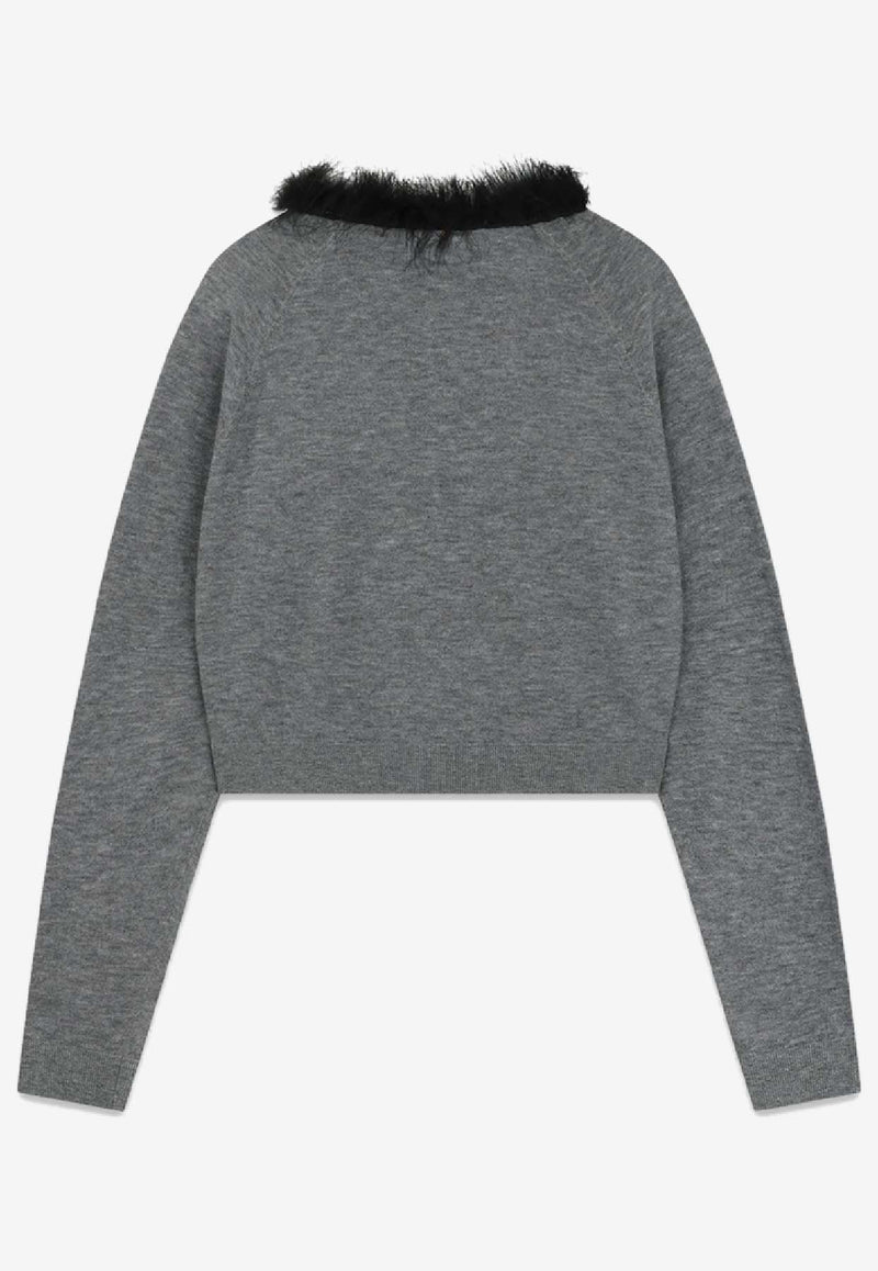 WE11-DONE Feathered Wool Cardigan Gray WD-KC3-25-602-W-GY_GREY