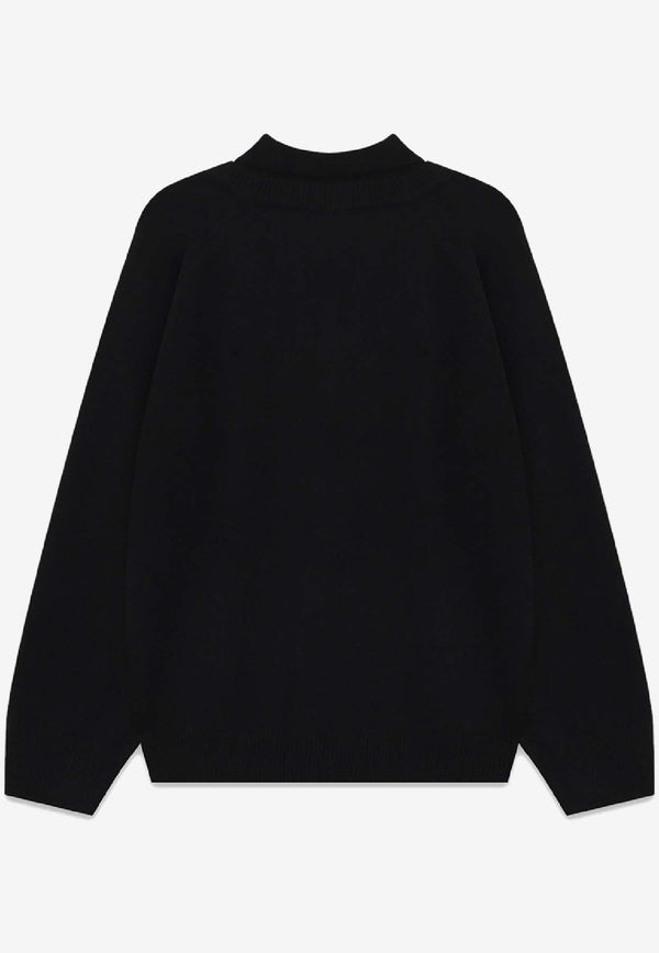 WE11-DONE Layered Wool Polo Sweater Black WD-KT2-25-681-W-BK_BLACK