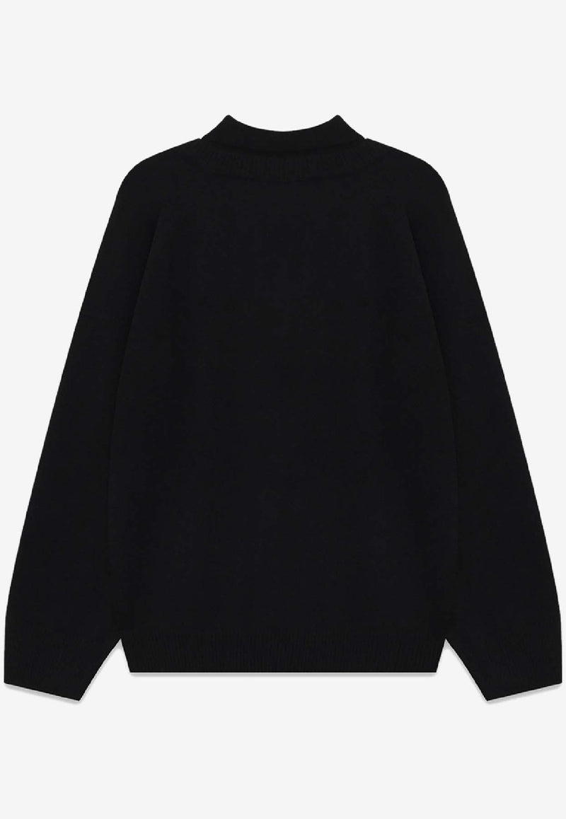 WE11-DONE Layered Wool Polo Sweater Black WD-KT2-25-681-W-BK_BLACK