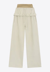 WE11-DONE Layered Roll-Up Track Pants Beige WD-TA3-25-706-W-BG_BEIGE