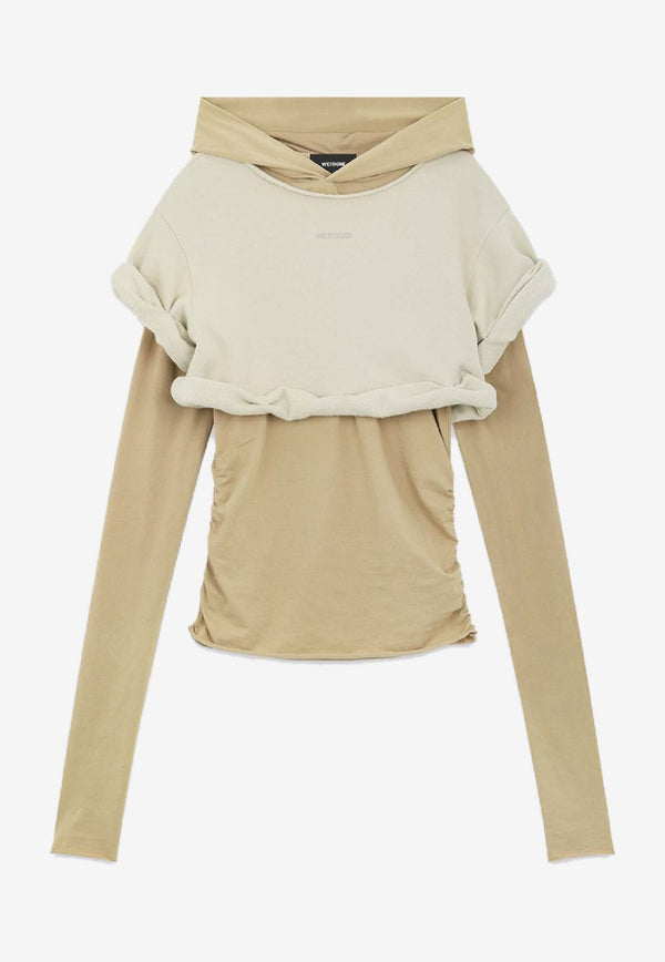 WE11-DONE Layered Roll-Up Hooded Sweatshirt Beige WD-TH3-25-830-W-BG_BEIGE