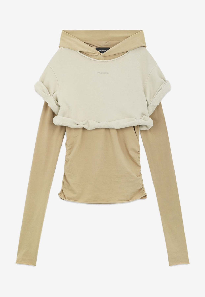WE11-DONE Layered Roll-Up Hooded Sweatshirt Beige WD-TH3-25-830-W-BG_BEIGE