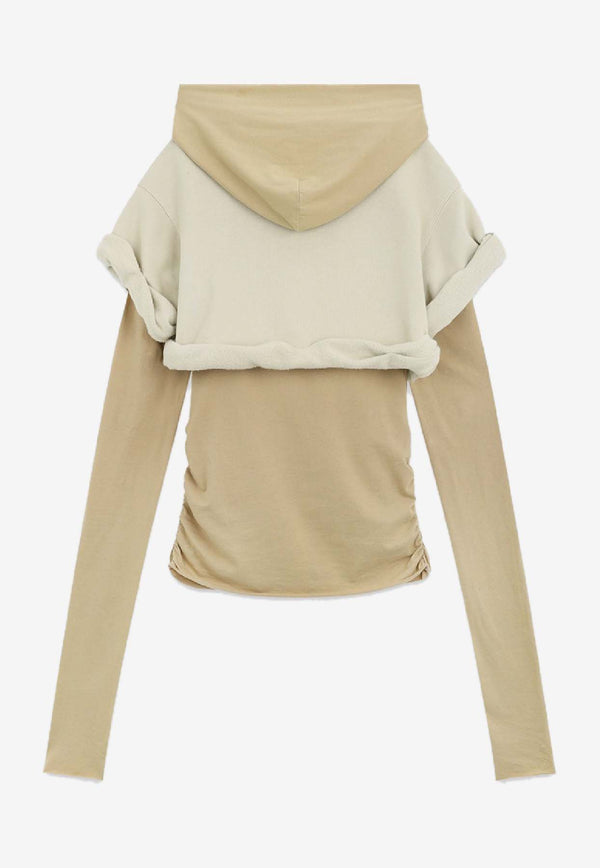 WE11-DONE Layered Roll-Up Hooded Sweatshirt Beige WD-TH3-25-830-W-BG_BEIGE