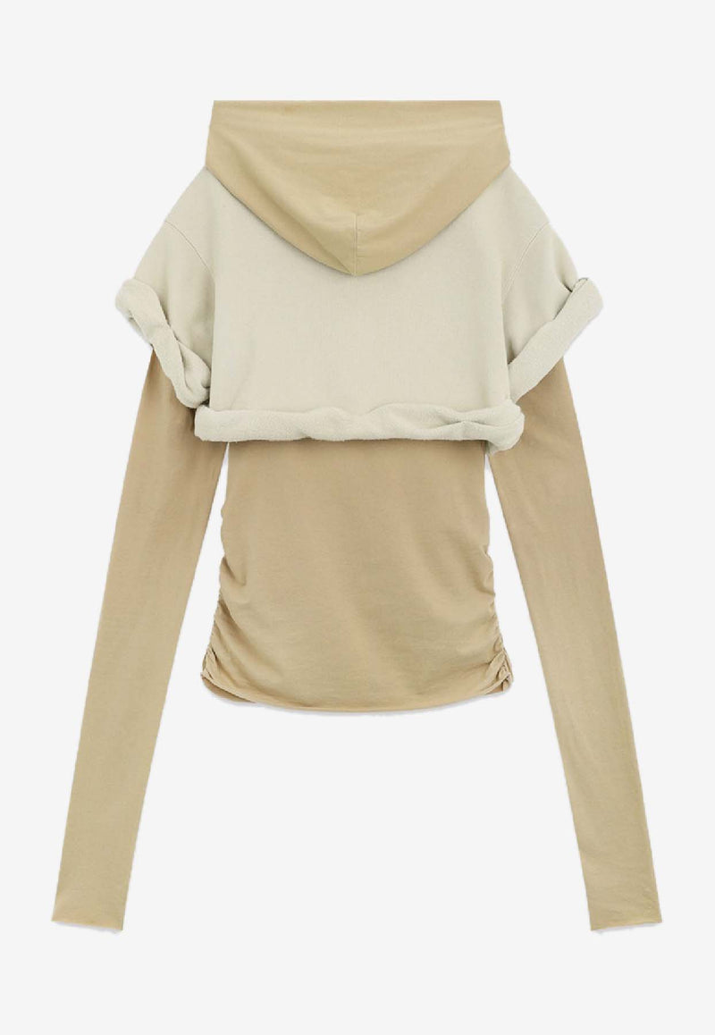 WE11-DONE Layered Roll-Up Hooded Sweatshirt Beige WD-TH3-25-830-W-BG_BEIGE