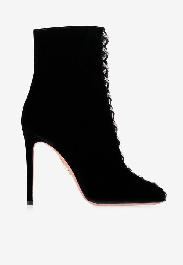 Aquazzura Wild Desire 105 Crystal-Embellished Ankle Boots WDCHIGB1-VES000 BLACK