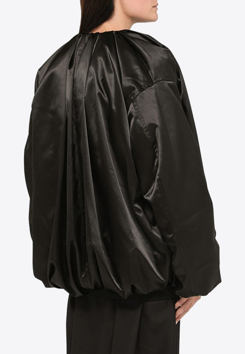 WE11-DONE Zip-Up Oversized Satin Bomber Jacket WDJP322101UPL/L_WE11D-BK