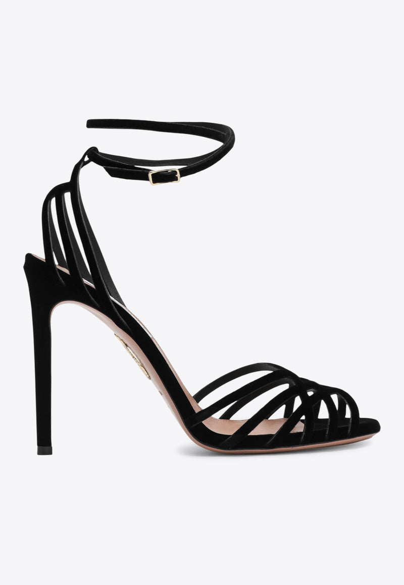 Aquazzura Wild Dream 105 Velvet Sandals Black WDRHIGS0VEL/R_AQUA-000