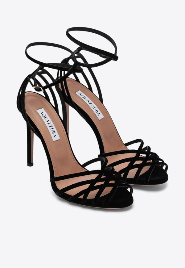 Aquazzura Wild Dream 105 Velvet Sandals Black WDRHIGS0VEL/R_AQUA-000