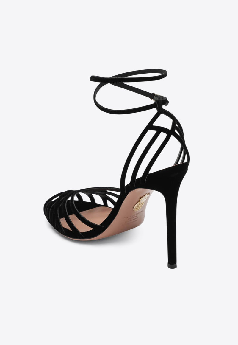 Aquazzura Wild Dream 105 Velvet Sandals Black WDRHIGS0VEL/R_AQUA-000