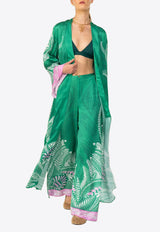 Poupette St Barth Lea Printed Long Kimono Green WE4R26EVSOLG_GREEN MULT