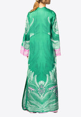 Poupette St Barth Lea Printed Long Kimono Green WE4R26EVSOLG_GREEN MULT