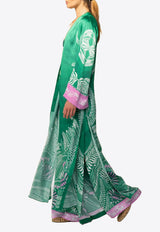 Poupette St Barth Lea Printed Long Kimono Green WE4R26EVSOLG_GREEN MULT