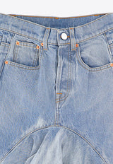 Vetements Ruffled Denim Midi Skirt Blue WE64SK700N_000_BLUE