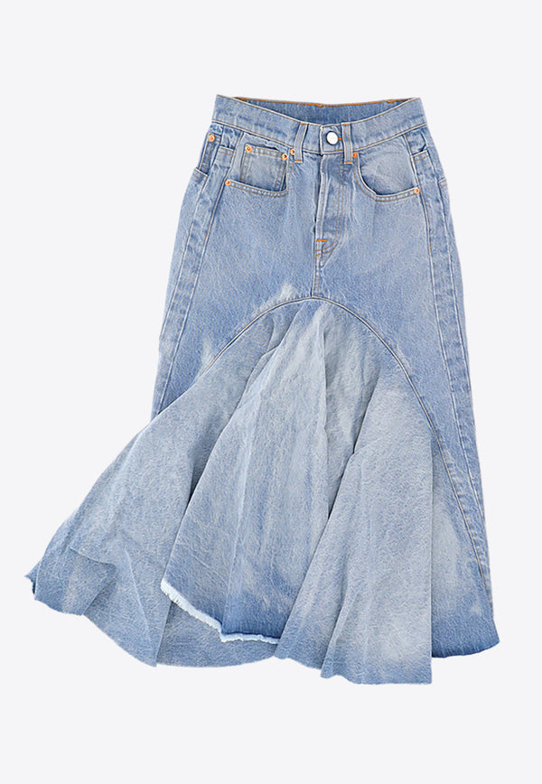 Vetements Ruffled Denim Midi Skirt Blue WE64SK700N_000_BLUE