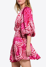Poupette St Barth Colleen Printed Satin Mini Dress Pink WENR26NVSJPP_PINK MULTI