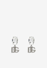 Dolce & Gabbana DG Logo Crystal Drop Earrings Silver WEO2N2W1111/P_DOLCE-87655