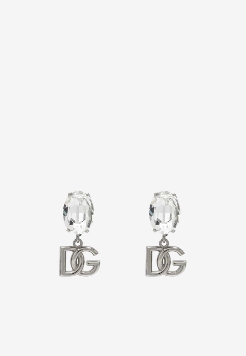 Dolce & Gabbana DG Logo Crystal Drop Earrings Silver WEO2N2W1111/P_DOLCE-87655