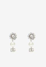 Dolce & Gabbana DG Logo Pearl Earrings Silver WEO6Z6W1111/P_DOLCE-87655