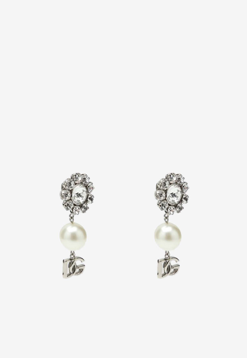 Dolce & Gabbana DG Logo Pearl Earrings Silver WEO6Z6W1111/P_DOLCE-87655