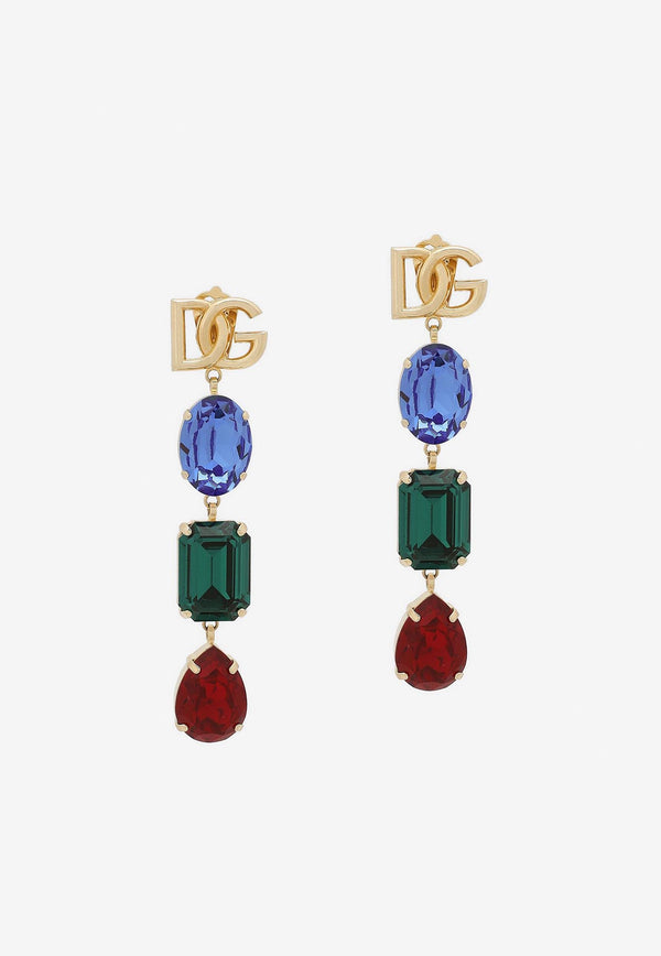 Dolce & Gabbana DG Rhinestones Embellished Drop Earrings WEP6S6 W1111 87579 Multicolor