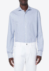 XACUS Travel Long-Sleeved Striped Shirt Light Blue WF520ML91810/R_XACUS-009