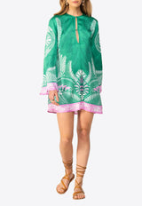 Poupette St Barth Gia Printed Mini Dress Green WGXR26NVSOLG_GREEN MULT