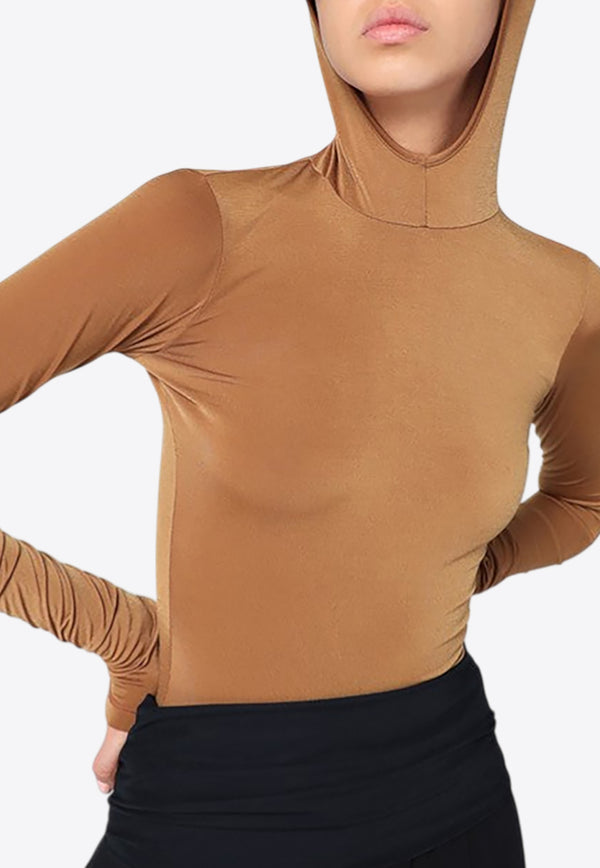 DARKPARK Billie Long-Sleeved Fitted Top with Hood Caramel WJE22FAC33_DARKP-0089