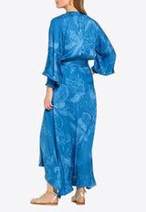 Poupette St Barth Kristen Printed Maxi Dress Blue WK3R26LVSRFU_BLUE