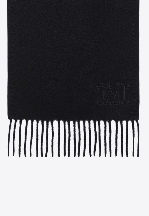 Max Mara Monogram Embroidered Wool Scarf Black WKCLARAWO/R_MAXM-002