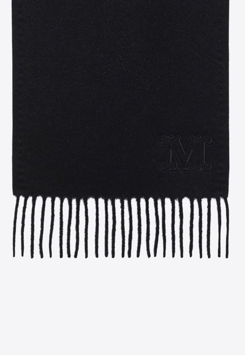 Max Mara Monogram Embroidered Wool Scarf Black WKCLARAWO/R_MAXM-002