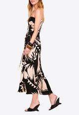 Poupette St Barth Collina Printed Midi Dress Monochrome WL0R26LVSOSK_BLACK WHIT