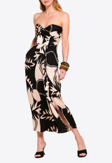 Poupette St Barth Collina Printed Midi Dress Monochrome WL0R26LVSOSK_BLACK WHIT