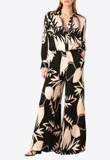 Poupette St Barth Clea Printed Wide-Leg Pants Monochrome WL3R26QVSOSK_BLACK WHIT