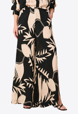 Poupette St Barth Clea Printed Wide-Leg Pants Monochrome WL3R26QVSOSK_BLACK WHIT