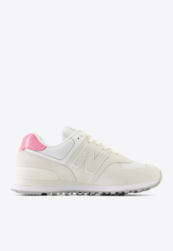 New Balance 574 Low-Top Sneakers in Sea Salt with Real Pink WL5742BA